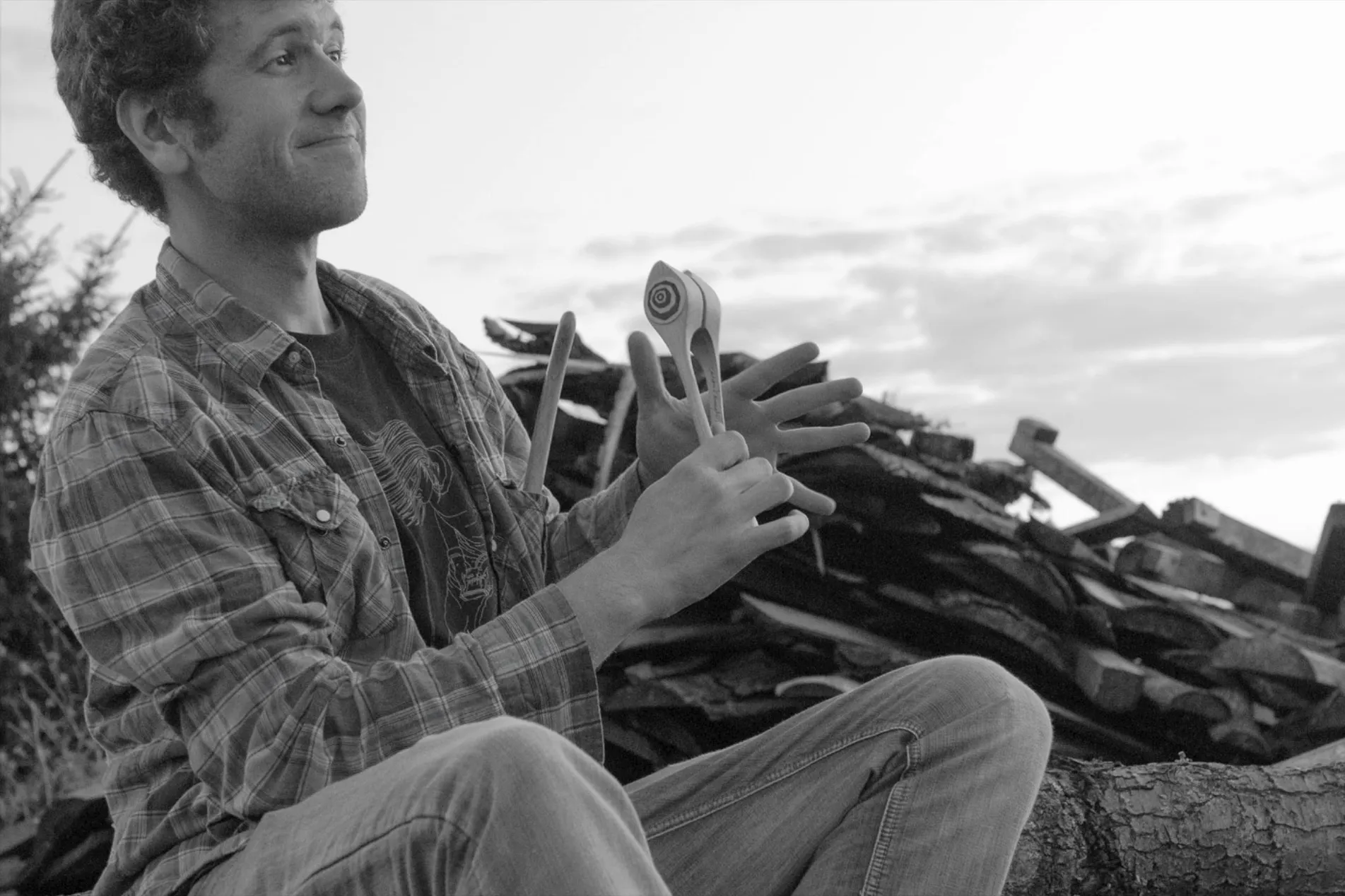 Person playing musical spoons